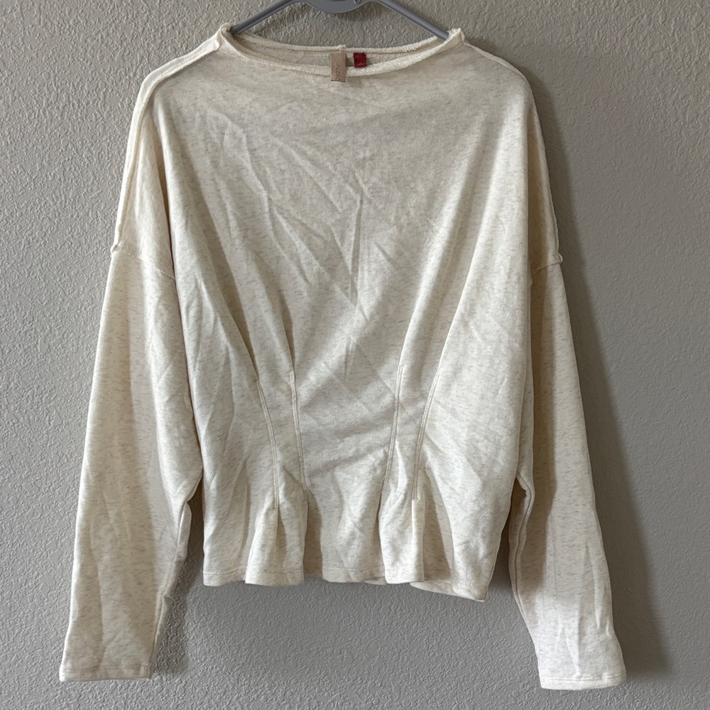 PILCRO Anthropologie Corset Seamed Cream Sweater sz Large